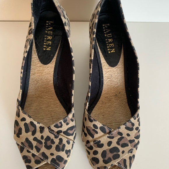 Ralph Lauren Open-Toe Leopard Print Wedge - Picture 2 of 8